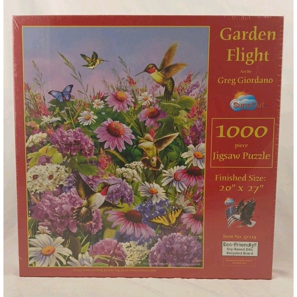 SunsOut 1000 PC Jigsaw Puzzle-"GARDEN FLIGHT" by Greg Giordano-Hummingbirds-NEW!